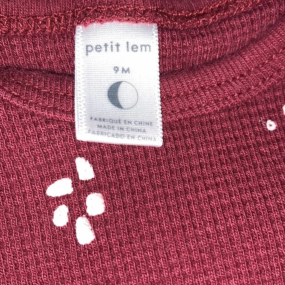 Petit Lem Thermal Printed 2 Piece Sleepwear Set Size 9M Burgundy/Pink - Picture 8 of 10